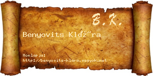 Benyovits Klára névjegykártya
