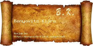 Benyovits Klára névjegykártya