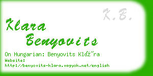 klara benyovits business card